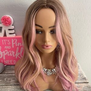 Pink Blonde Synthetic Wig
